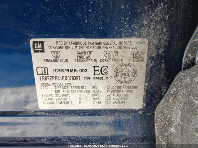 Продаж на аукціоні авто 2023 Buick Envision Essence Awd, vin: LRBFZPR41PD078397, номер лоту: 12533865