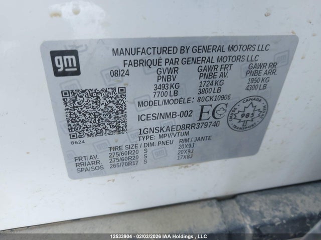 1GNSKAED8RR379740 Chevrolet Suburban K1500