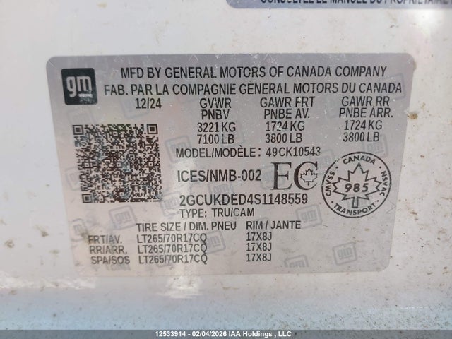 2GCUKDED4S1148559 Chevrolet Silverado K1500 Lt