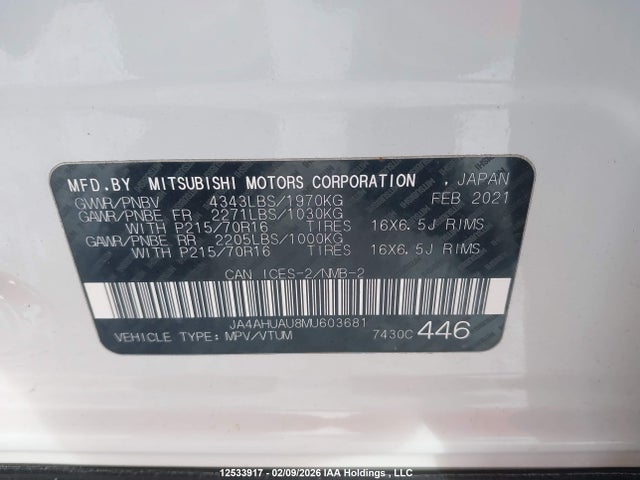JA4AHUAU8MU603681 Mitsubishi Rvr Es/se