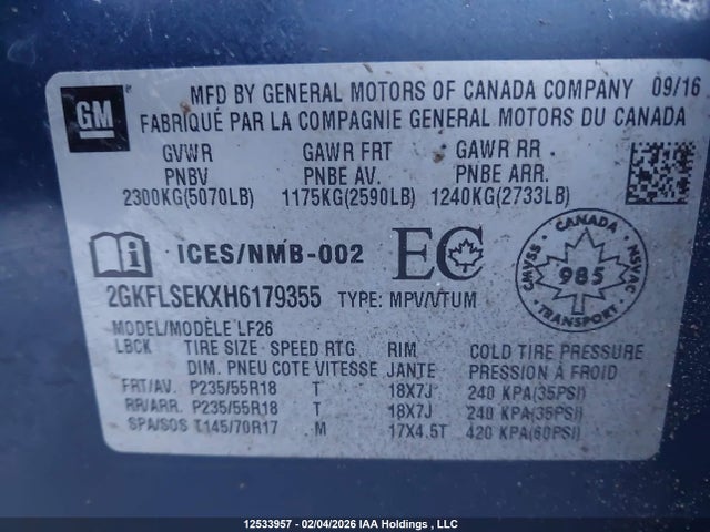 2GKFLSEKXH6179355 GMC Terrain Sle