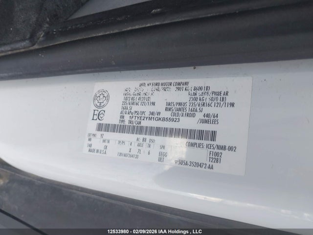 Ford Transit-150 2016 1FTYE2YM1GKB55923 Image 9