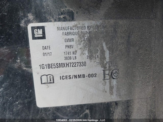 1G1BE5SMXH7227330 Chevrolet Cruze Lt Auto