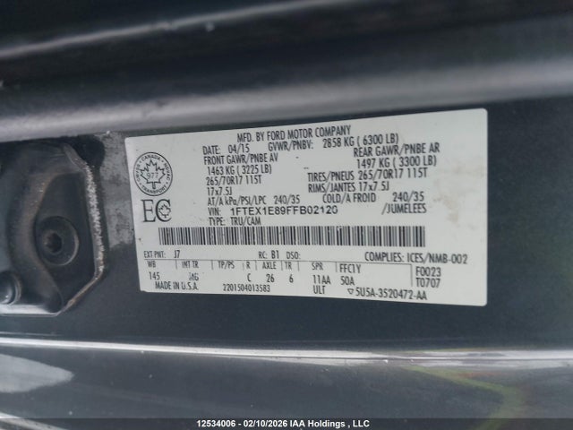 1FTEX1E89FFB02120 Ford F-150 Xlt