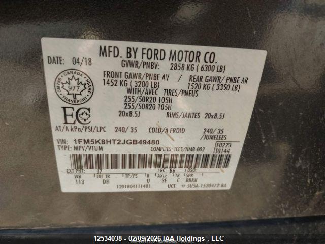 Aukcja sprzedaży 2018 Ford Explorer Platinum, vin: 1FM5K8HT2JGB49480, numer aukcji: 12534038