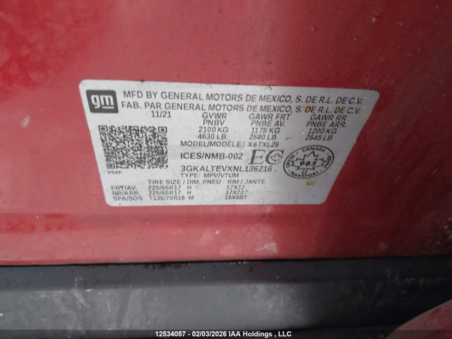 3GKALTEVXNL136216 GMC Terrain Sle