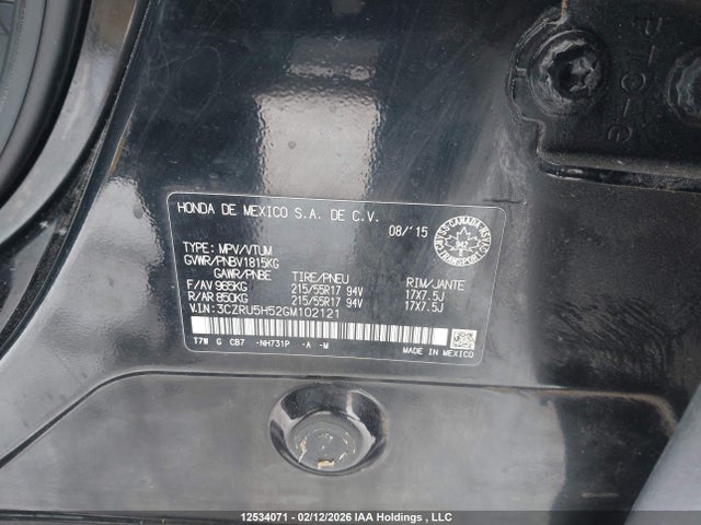 3CZRU5H52GM102121 Honda HR-V EX