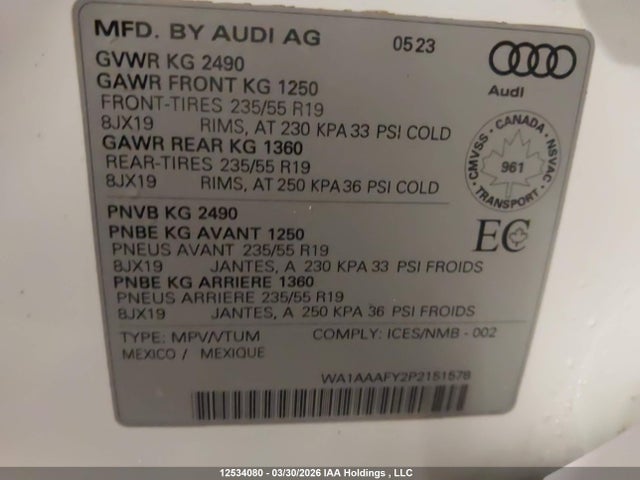 WA1AAAFY2P2151578 Audi Q5 45 Komfort