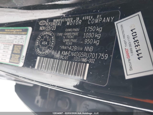 KMHLN4DG5RU701759 Hyundai Elantra Luxury