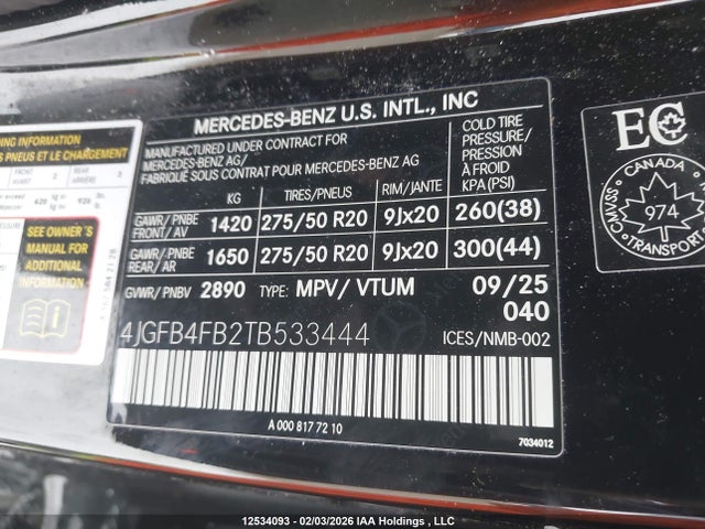 4JGFB4FB2TB533444 Mercedes-Benz Gle 350 4matic