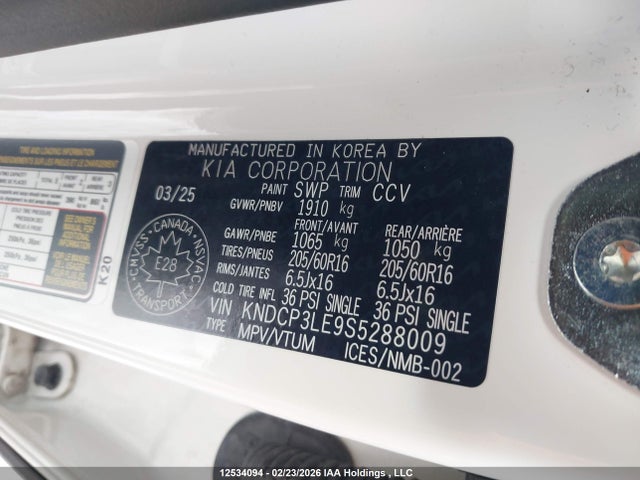 12534094 :رقم المزاد ، KNDCP3LE9S5288009 vin ، 2025 Kia Niro مزاد بيع