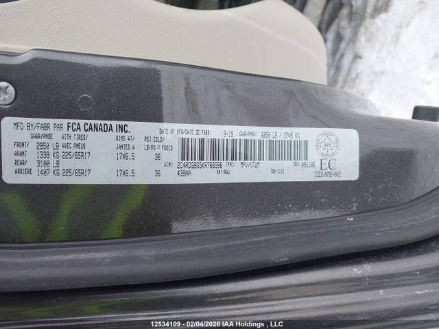2C4RDGBG5KR766586 Dodge Grand Caravan Cvp/sxt