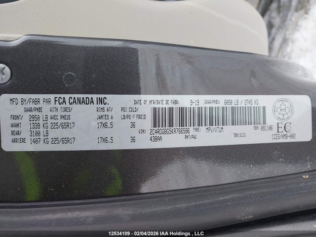 2C4RDGBG5KR766586 Dodge Grand Caravan Cvp/sxt