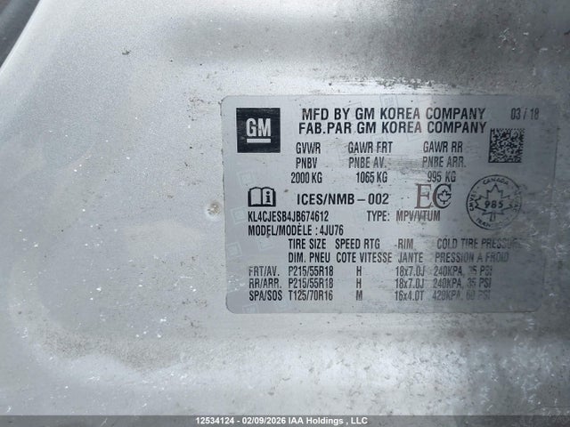 Продаж на аукціоні авто 2018 Buick Encore Preferred, vin: KL4CJESB4JB674612, номер лоту: 12534124