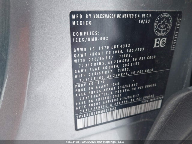 3VVEX7B26RM021522 Volkswagen TAOS SE