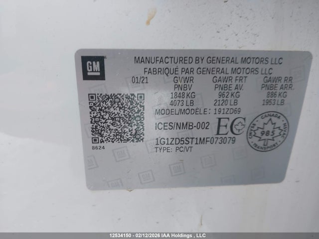 1G1ZD5ST1MF073079 Chevrolet MALIBU LT
