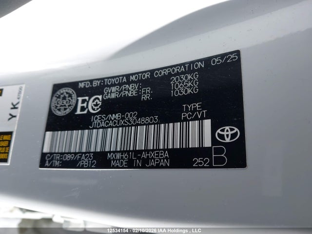 JTDACACUXS3048803 Toyota Prius Plug-in Hybrid Se