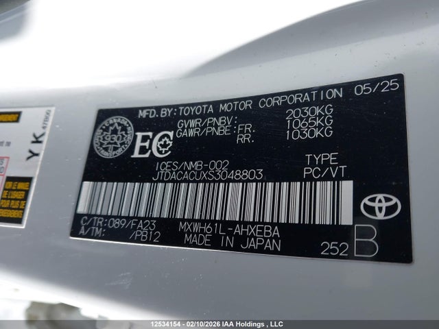 JTDACACUXS3048803 Toyota Prius Plug-in Hybrid Se