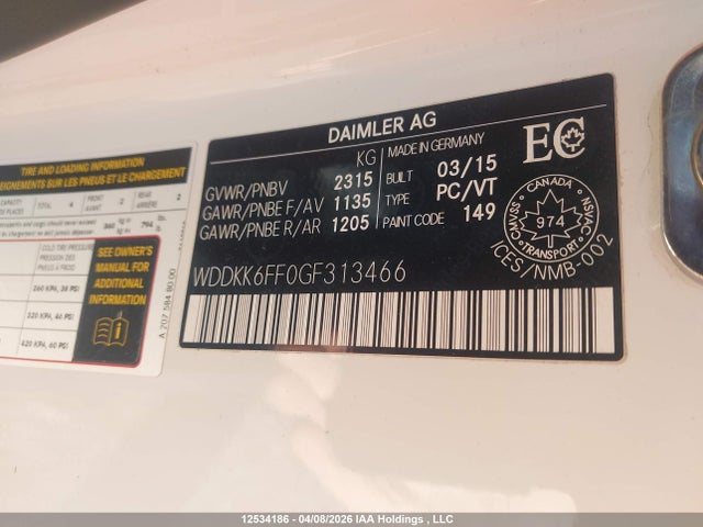 12534186 :رقم المزاد ، WDDKK6FF0GF313466 vin ، 2016 Mercedes-benz E 400 مزاد بيع
