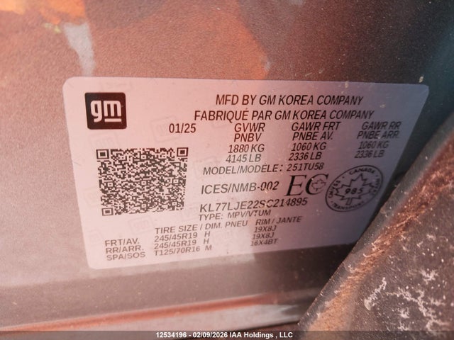 KL77LJE22SC214895 Chevrolet Trax 2rs