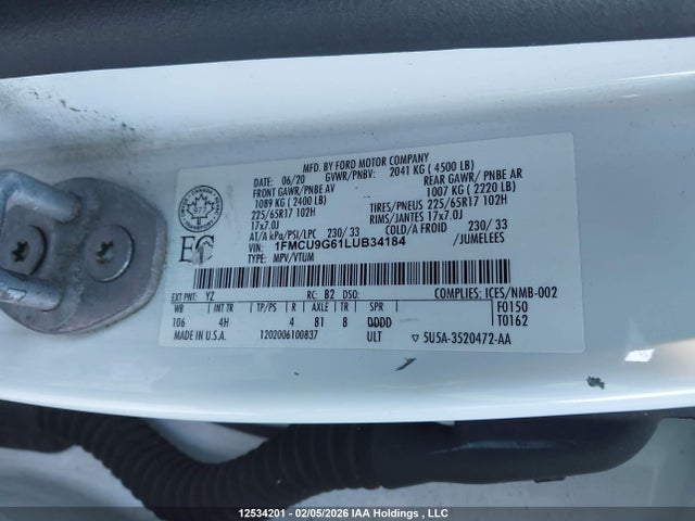 1FMCU9G61LUB34184 Ford ESCAPE SE