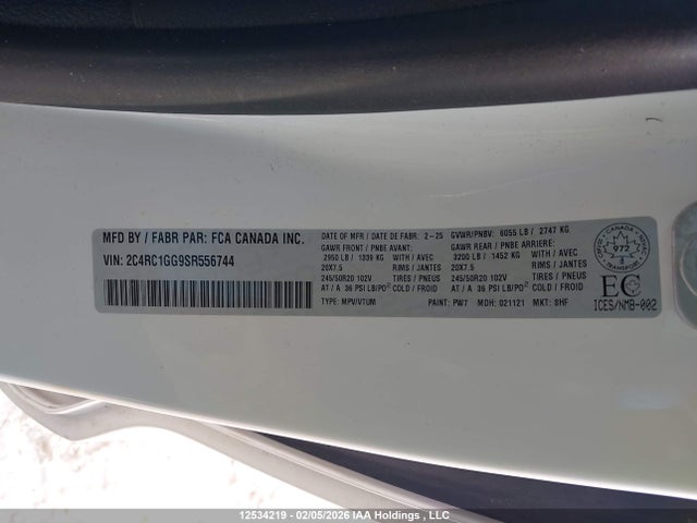 Продажа на аукционе авто 2025 Chrysler Pacifica Limited, vin: 2C4RC1GG9SR556744, номер лота: 12534219