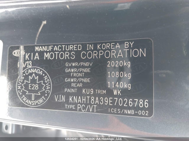 Продажа на аукционе авто 2014 Kia Rondo Lx, vin: KNAHT8A39E7026786, номер лота: 12534251