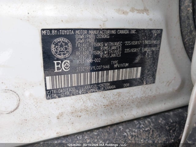 2T3Z1RFV1LC071446 Toyota RAV4 LE