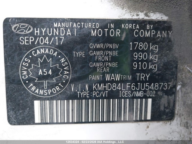 KMHD84LF6JU548737 Hyundai Elantra Sel/value/limited