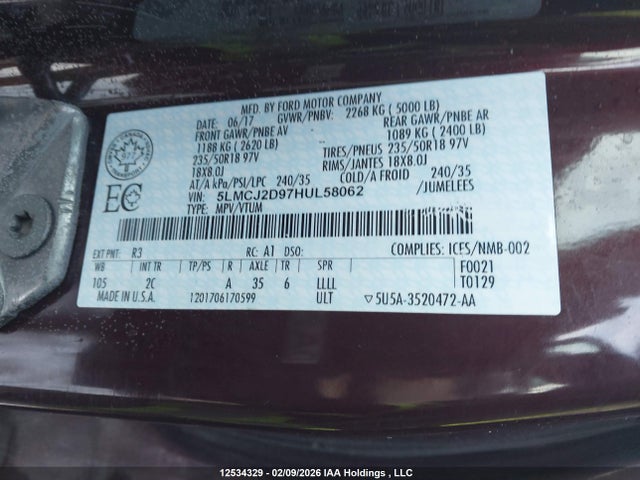 Lincoln MKC SELECT 2017 5LMCJ2D97HUL58062 Image 9