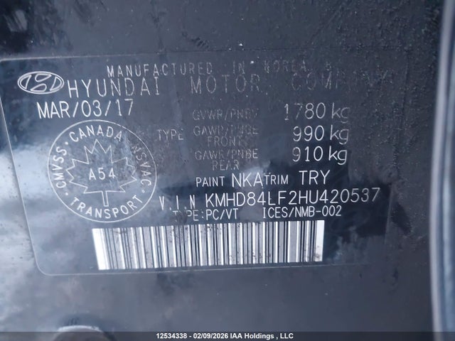KMHD84LF2HU420537 Hyundai ELANTRA GL