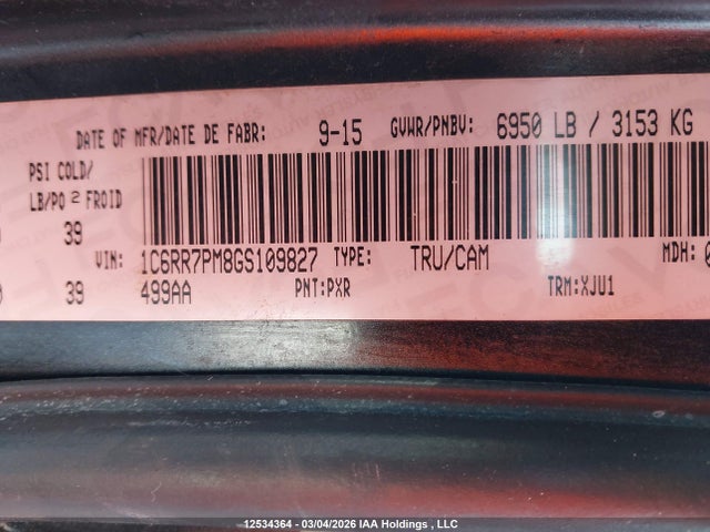 1C6RR7PM8GS109827 RAM 1500 Longhorn