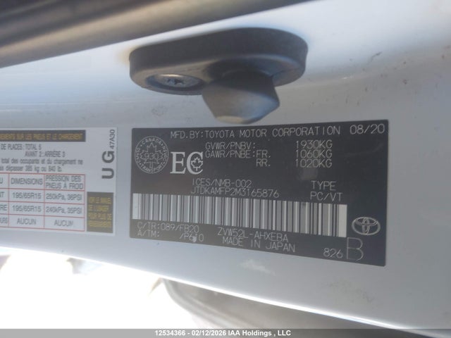 Aukcja sprzedaży 2021 Toyota Prius Prime, vin: JTDKAMFP2M3165876, numer aukcji: 12534366