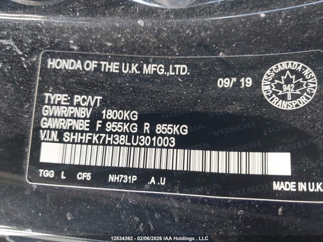 Honda Civic 2020 SHHFK7H38LU301003 Image 9