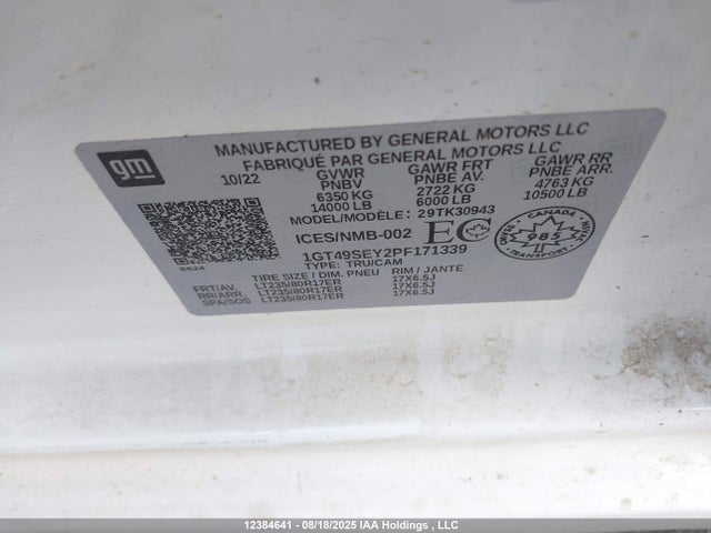 1GT49SEY2PF171339 GMC Sierra 3500hd Pro