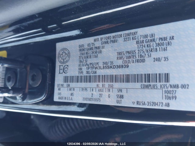 1FTFW3L85SKD36939 Ford F150 Xlt