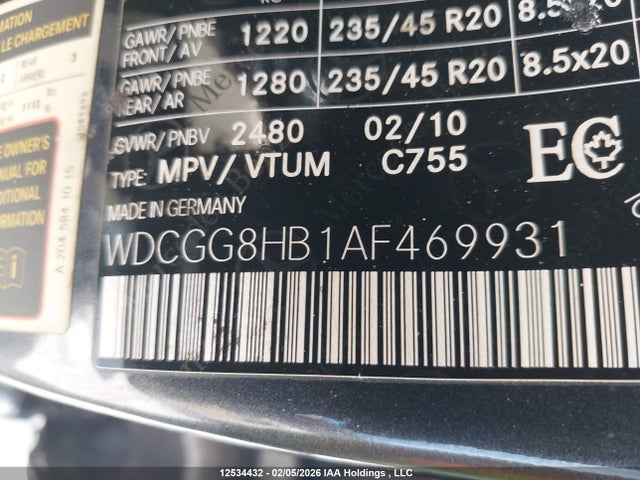 12534432 :رقم المزاد ، WDCGG8HB1AF469931 vin ، 2010 Mercedes-benz Glk 350 4matic مزاد بيع