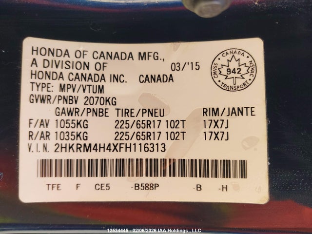 2HKRM4H4XFH116313 Honda CR-V SE