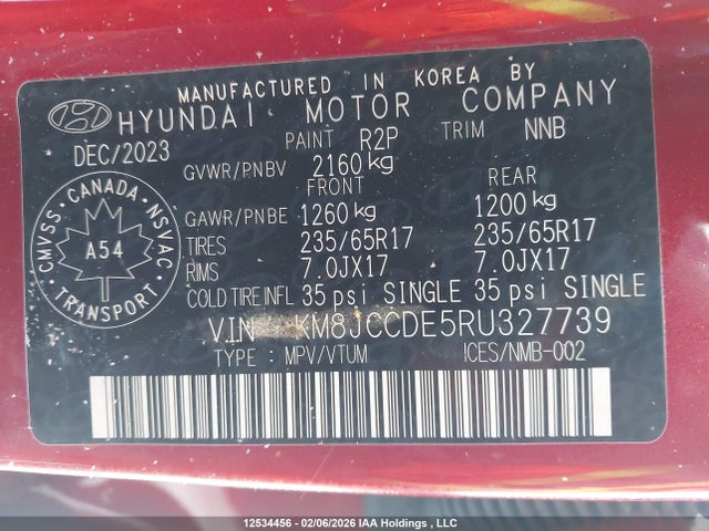 KM8JCCDE5RU327739 Hyundai TUCSON SEL