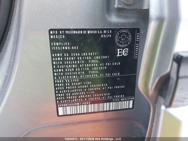3VV8B7AX4RM114662 Volkswagen Tiguan
