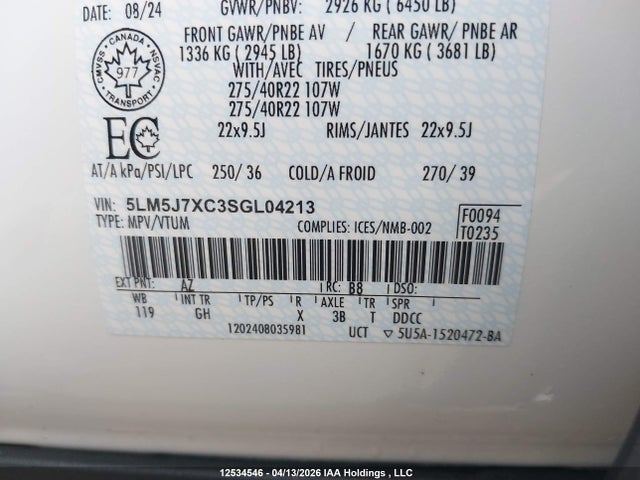 Lincoln Aviator Reserve 2025 5LM5J7XC3SGL04213 Image 9