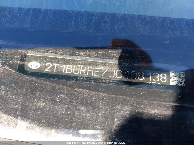 Aukcja sprzedaży 2018 Toyota Corolla Le, vin: 2T1BURHE7JC108138, numer aukcji: 12534574