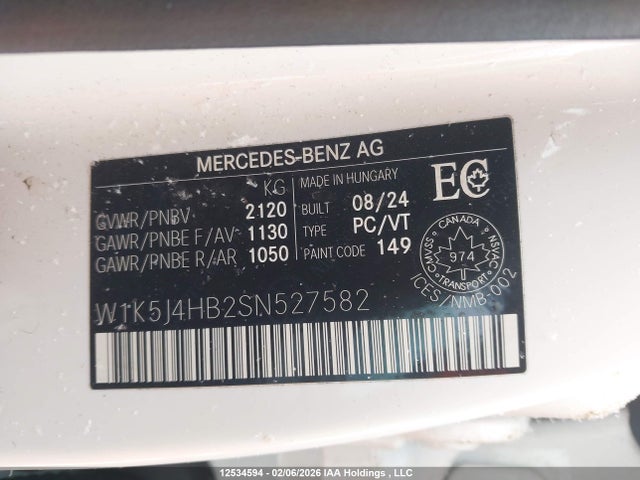 W1K5J4HB2SN527582 Mercedes-Benz CLA 250 4MATIC
