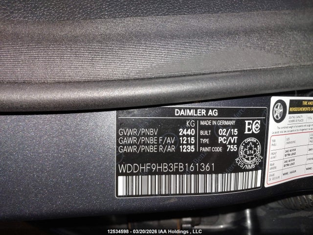 Aukcja sprzedaży 2015 Mercedes-benz E 250 Blutc, vin: WDDHF9HB3FB161361, numer aukcji: 12534598