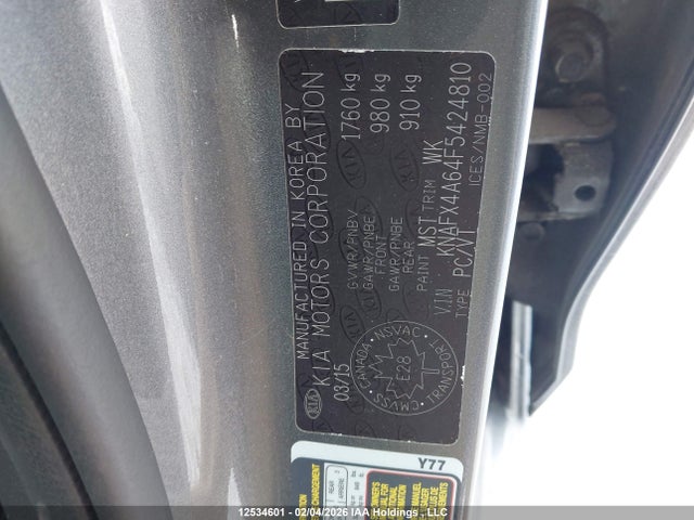 KNAFX4A64F5424810 KIA Forte 1.8l Lx/1.8l Lx+/lx+ Winter Edition