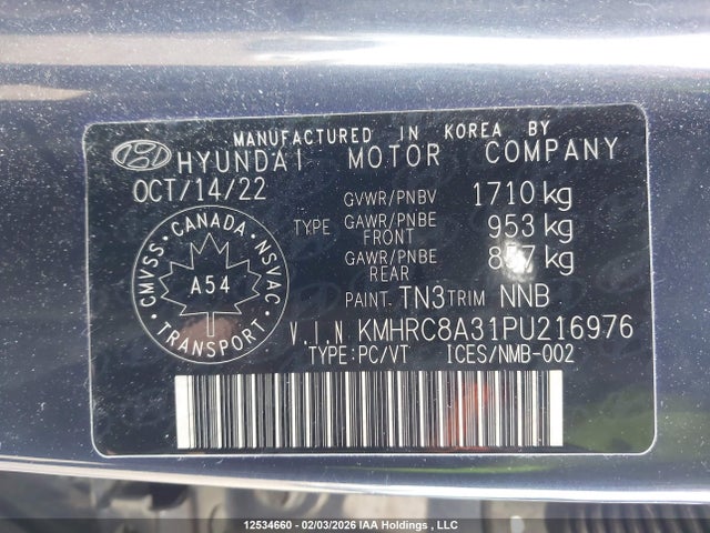 12534660 :رقم المزاد ، KMHRC8A31PU216976 vin ، 2023 Hyundai Venue Preferred With Two-tone Body Colour مزاد بيع