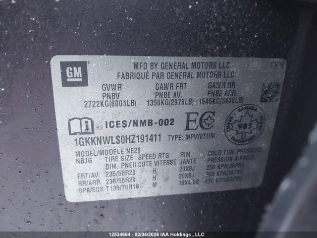 1GKKNWLS0HZ191411 GMC Acadia Slt-2