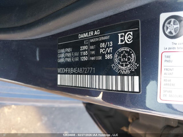 Aukcja sprzedaży 2014 Mercedes-benz E 350 4matic, vin: WDDHF8JB4EA872771, numer aukcji: 12534688