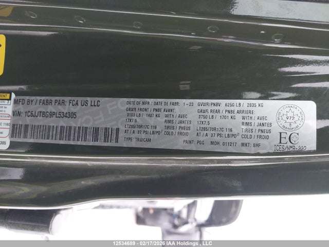 1C6JJTBG9PL534305 Jeep Gladiator Rubicon