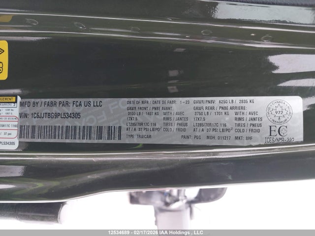 1C6JJTBG9PL534305 Jeep Gladiator Rubicon